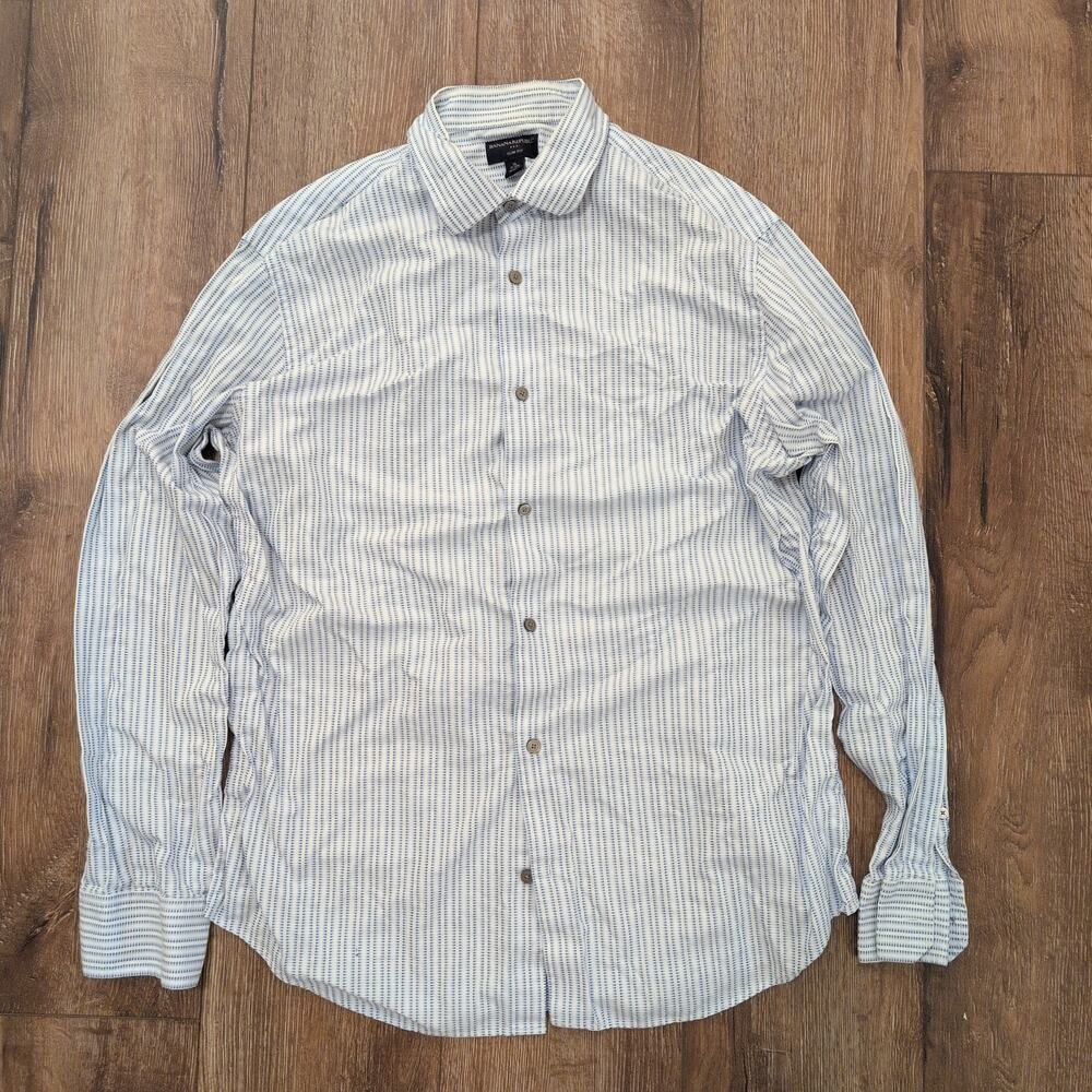 Banana Republic Men's XL Long Sleeve Button Up Dress‎ Shirt Stripe Textured